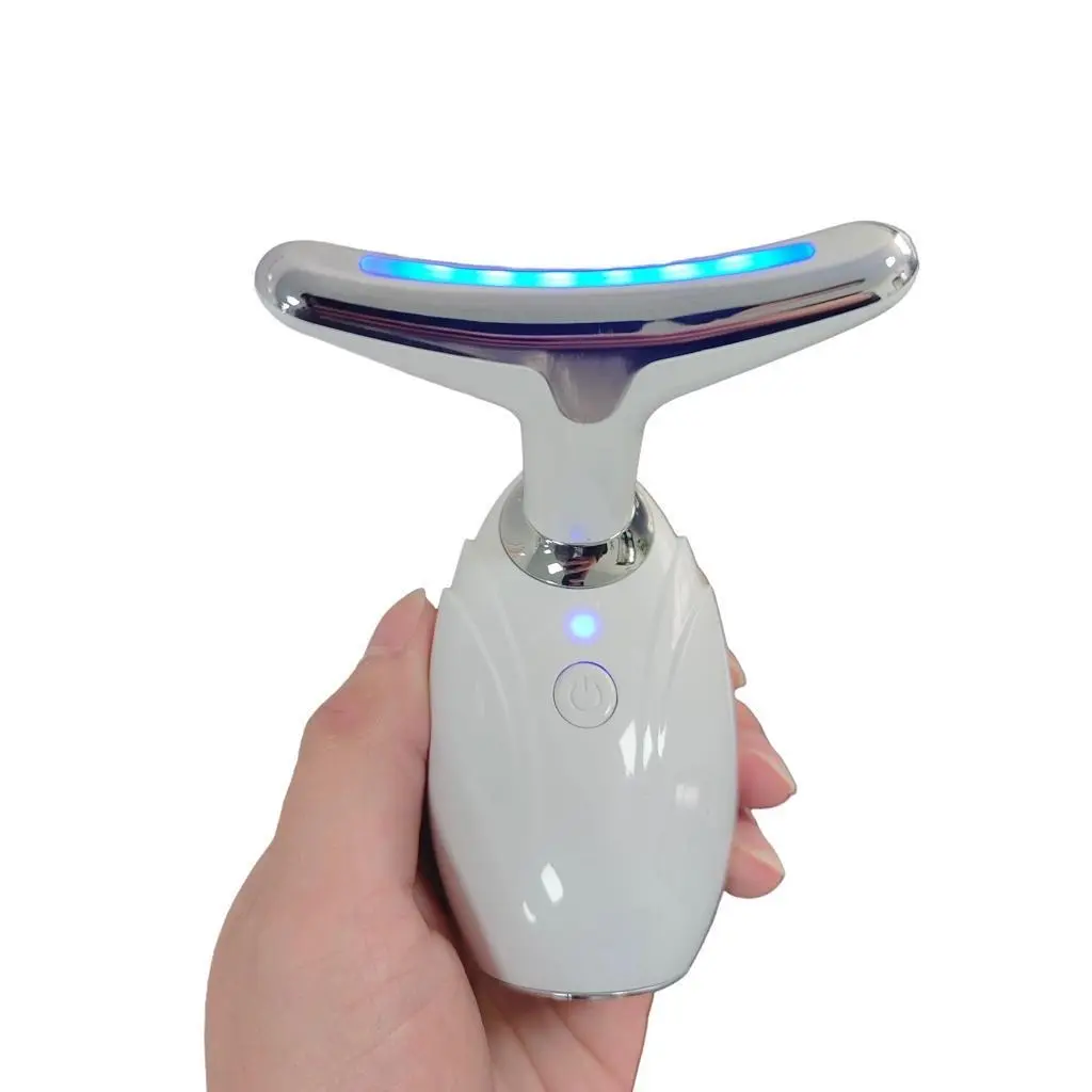 Multi-Functional LED Therapy Face & Neck Massager, Sonic Vibration Wrinkle Remover & Double Chin Reducer, Jawline Sculpting Skin Care Device with 3 Beauty Modes