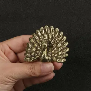 1pc Brass Peacock Ornament Cabinet Animal Brass Crafts Sculpture Peacock Statue Decoration Desktop Best Gift Home decor