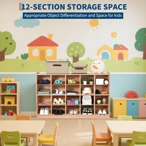 20 Cubby Mobile Tray Storage Cabinet Storage Organizer Cubes with 2 Anti Flip Fittings 4 Castors and 2 Boxes for Home School Kindergarten