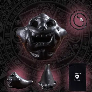 Spooky Aztec Death Whistle Strange Fish Shape, Loud Human Scream War Whistle, Halloween Creepy  High Decibels Sounding Aztec Whistle(Black02)