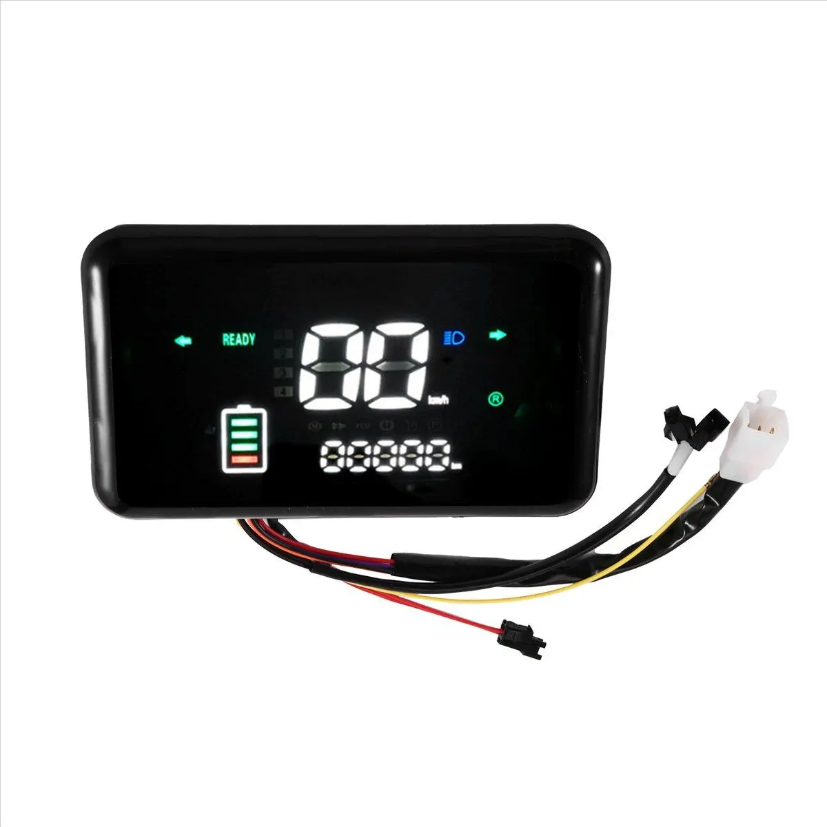 Colour LCD Digital Speedometer for Electric Bikes, Electric Scooters - 48V-60V-72V System, Black Wire SM Interface Docking, 16.2cm (6.38inch x 3.66inch x 0.98inch), Negative Control System Support, Commercial Appliance Part, As Shown