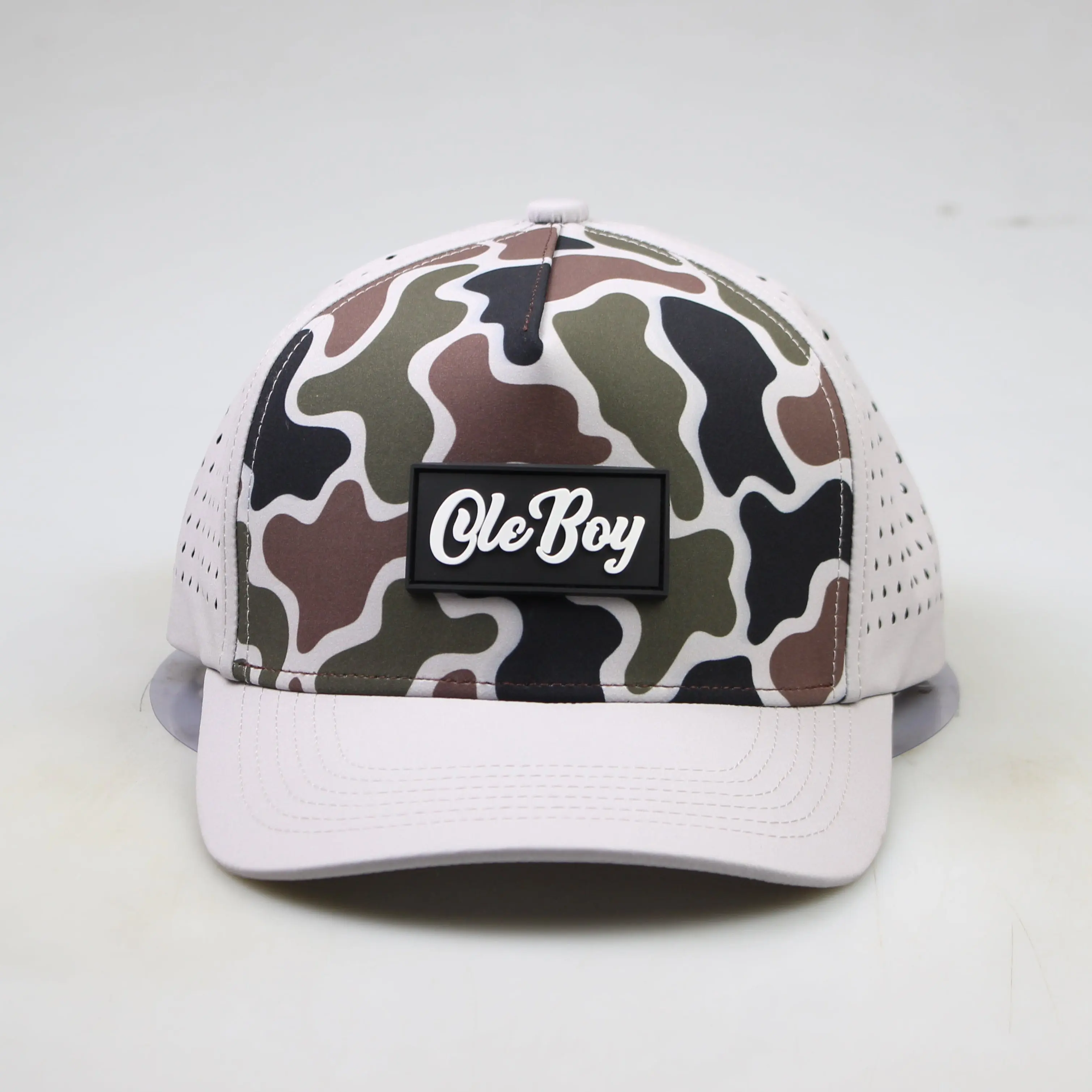 OLE BOY Performance Green/Brown Duck Camo Rubber Patch Hat