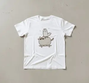 Pusheen The Cat Pusheen & Stormy Skateboard Graphic Girls T-Shirt Cute Casual Cotton Tee 3
