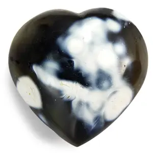 Large Heart Shaped Stone Polished Orca Agate Blue Chalcedony Crystal Palm Pocket Stone Lucky Meditation Therapy Reiki Rock Collection