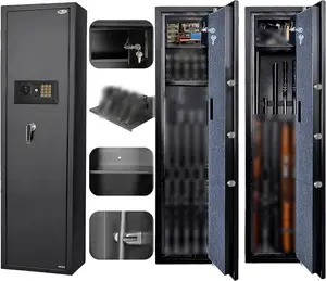 Large Safe, Long Safe, Quick Access 5-6 Gan Storage Cabinet with a Lock Box and a Removable Shelf, Silent Mode (Keyboard PIN Code)
