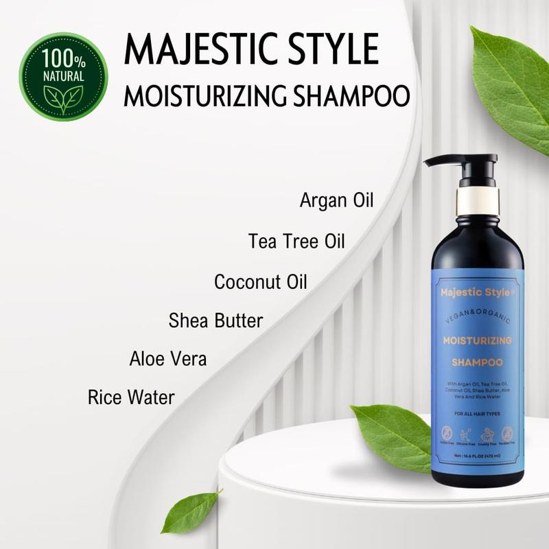 Majestic Style Vegan & Organic Moisturizing Shampoo 16.6 fl oz For All Hair Types