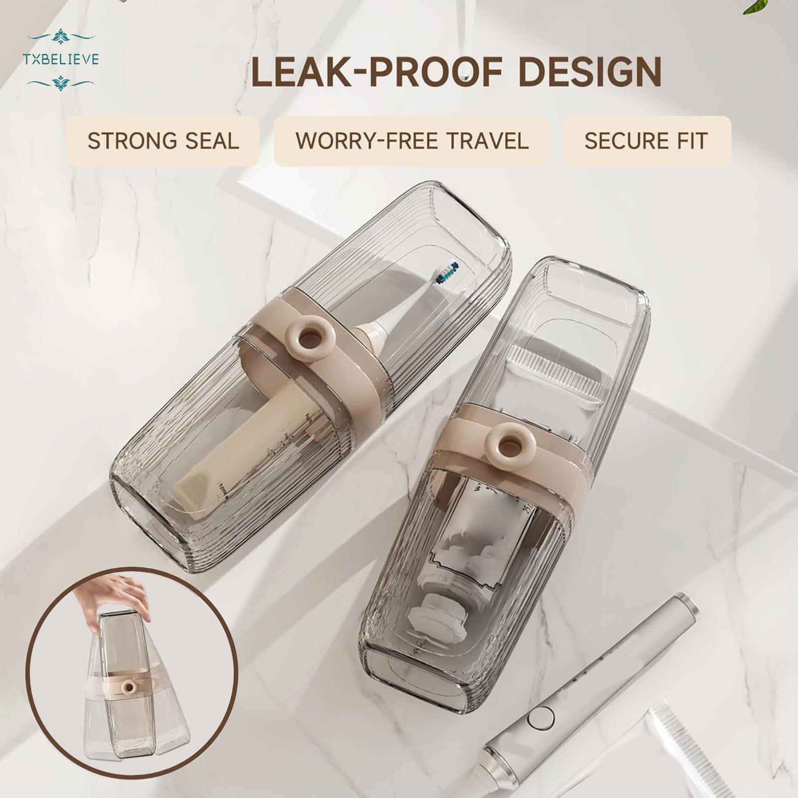 Toothbrush Travel Case, 2 in 1 Toothbrush Holder and Rinse Cup, Large Capacity Toothbrush Cup with Cover, Portable Travel Toothbrush Holder for Traveling, Camping, Trip - 1Pcs - Beige&Clear