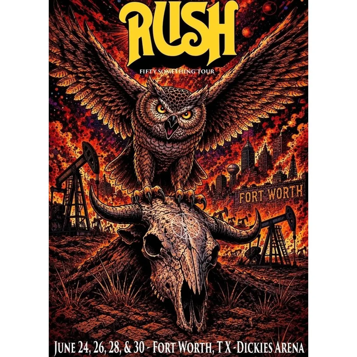 RUSH FIFTY SOMETHING TOUR 2026  TEXAS PRINT Limited Signed