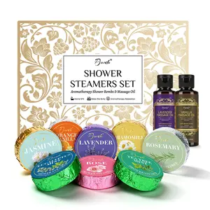 Aromatherapy Shower Steamers 16Pack + 2 Massage Oils | Ultimate Home Spa Self Care Kit