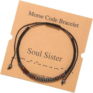 Morse Code Bracelets for Women Men Gifts for Her   Funny Inspirational Bracelets for Women  Adjustable Silk Beaded Wrap Bracelet