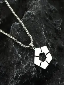 Blue Prison Anime Merchandise, Hexagonal Logo Pendant Necklace, Minimalist Necklaces, Trendy Unique Couple Jewelry, Personalized Fashion Accessory