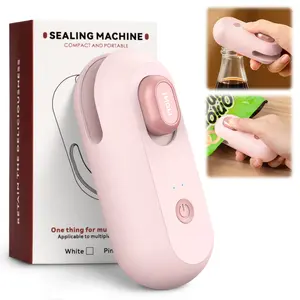 Mini Bag Sealer, 3-in-1 Heat Sealer with Cutter and Bottle Opener, Rechargeable Sealing Machine, With Magnetic Function, Portable Resealer Machine for Chip, Plastic Bags Food Storage Snacks