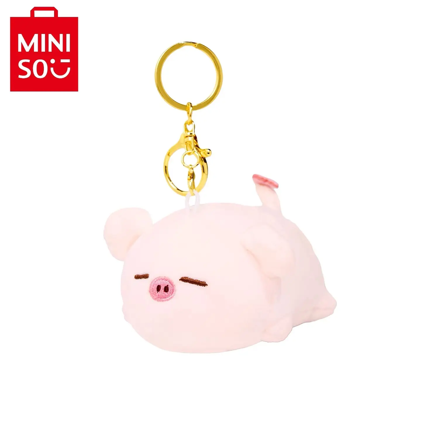 MINISO B-BO Pig Lying Pose Plush Keychain Cute Bag Charm Soft Toy Pendant Backpack Charm Gift For Girl Kids#Summervibes