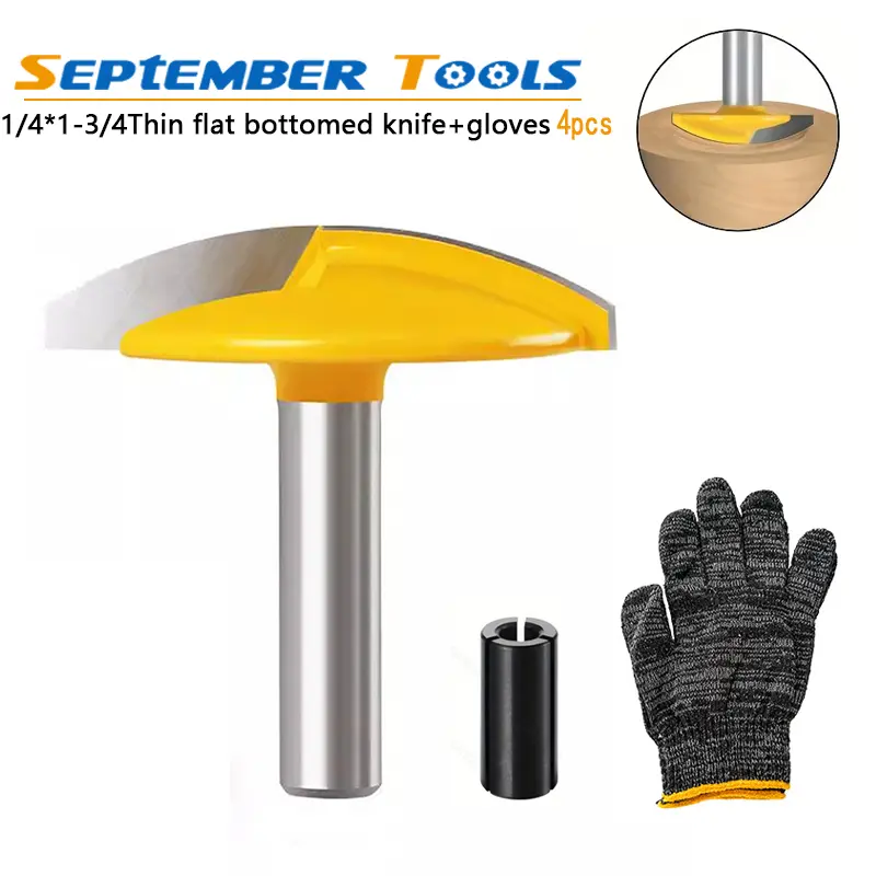 4Pcs Small Bowl Router Bit Set - Power Tool Accessories, Woodworking Cutter Tool with 6.35mm & 8mm Shanks, 1.5" Radius, 1.75" Width for Door Cutting