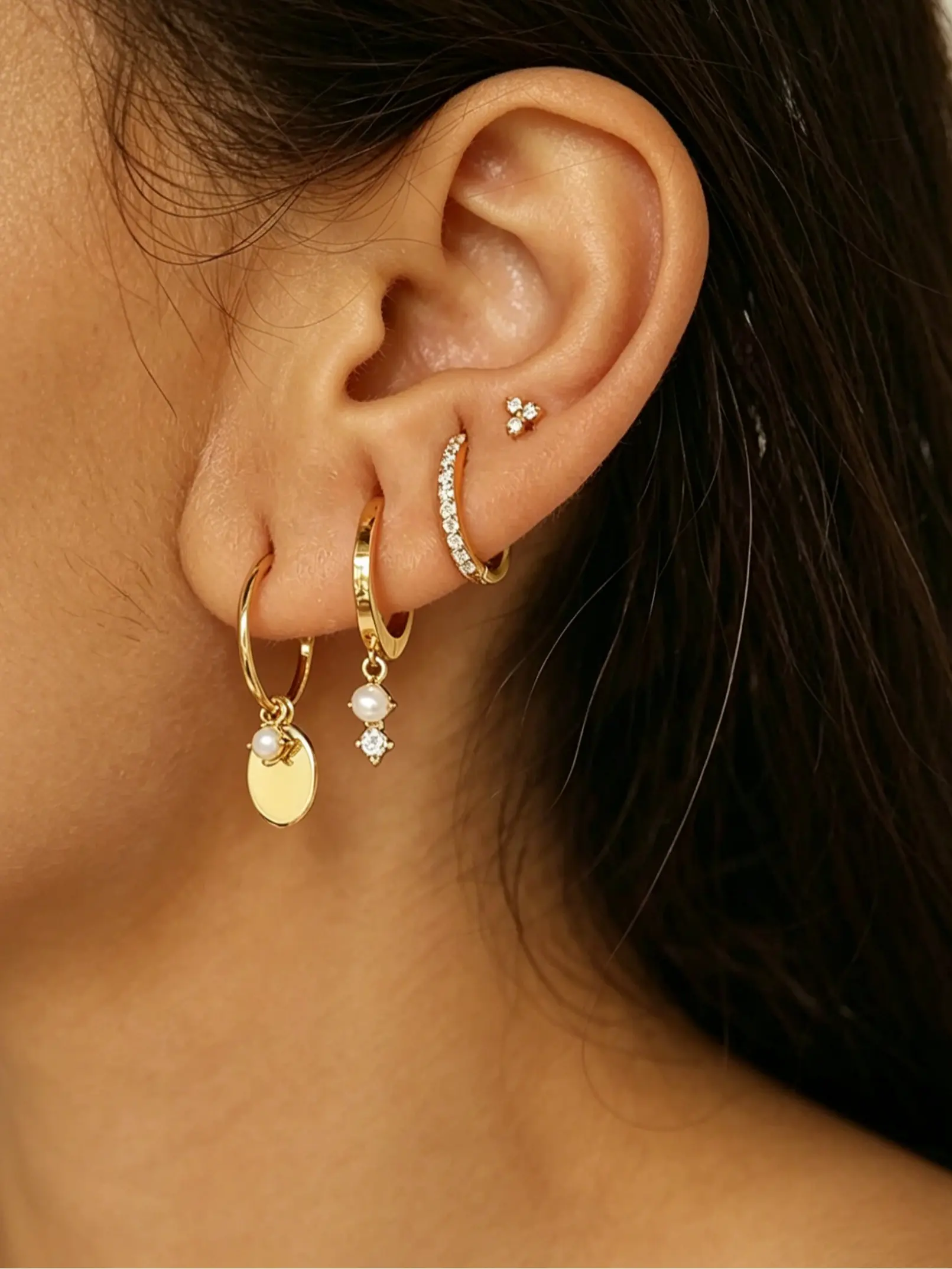 Stack Earrings For Women, Faux Pearl Hoop Huggie Earring Set Cute Chain Cartilage Earring Stack Trendy Hypoallergenic Post Earrings Long Drop Stud Earrings Jewelry Dangling Earrings Hoop Shape Earrings Earring Stacking Set