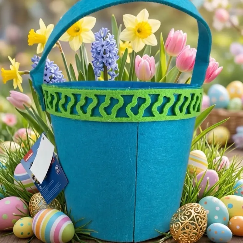 Paw Patrol Happy Easter Bucket - Blue & Green Design with Handle - Perfect for Egg Hunts & Easter Decorations With light included