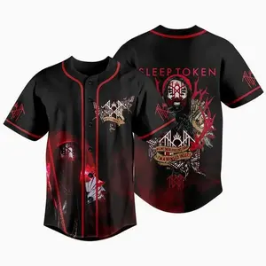 Sleep Token 2026 Baseball Jersey – Dark Gothic Rock Band Shirt, Red and Black Concert Outfit for Men Women, Alternative Metal Fan Gift, Limited Edition Baseball Style Streetwear