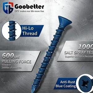 230Pcs Flathead Concrete Self-Tapping Screws Assortment, 3/16"-1-1/4"-1-3/4" & 1/4"-1-1/4"-2-3/4" Masonry Screws with Drill Bit, Blue Coated Rustproof Anchors for Brick & Concrete Installation, Flathead Concrete Screws