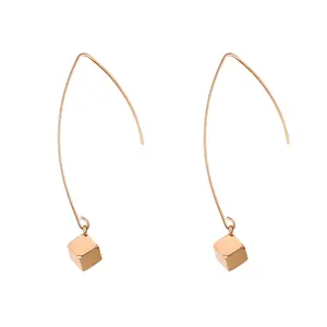 OIDEA Stainless Steel 3D Square Dangle Earrings for Women with Slim Geometric Drop Statement Design for Modern Outfits