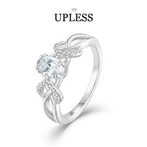 925 Sterling Silver Moissanite Ring with Certificate, Proposal Ring for Couples, Anniversary Gift, Valentine's Day Present with Gift Box, Elegant Sparkling for Special Occasions