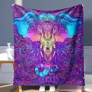 Elephant Pattern Tapestry, Boho Style Throw Blanket, Soft Warm Napping Blanket for Home Office Travel Camping, Bedroom Refresh Decor