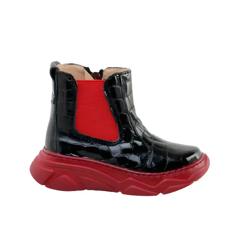 Papanatas Black Patent Bulut Red Sole Boot
