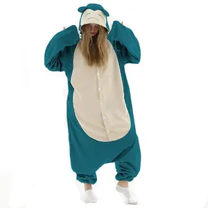 New Snorlax Kigurumi  Cartoon Suit Women Pajama Anime Onesies For Adult Men Onsie Boy Girls Pijamas Fleece One-Piece Bodysuit