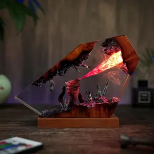 Handmade Godzilla Lamp  – 3D Atomic Breath Resin Night Light, USB Powered Sculpture, Resin Night Light Decor, Desk Decor Ornament, Room Decoration, Collectible Gift for Fans