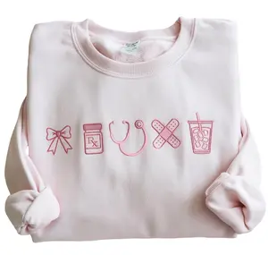 Embroidered Nurse Icon Sweatshirt, Healthcare Shirt, CNA Sweatshirt, Medical Assistant, Nursing Grad Gift, Coquette Nursing Sweatshirt