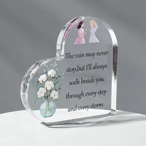 Friendship Gifts for Women – Heart Shaped Acrylic Block Paperweight for Bestie, Birthday Gifts for Women Friends, BFF for Her (3.9 x 3.9 x 0.6In)