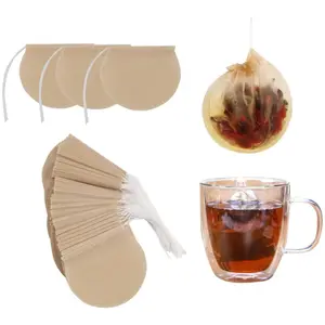 600PCS Tea Bags for Loose Leaf Tea Empty Tea Bags Loose Leaf, Disposable Round Natural Tea Filter Bags, Paper Drawstring Tea Bags Unbleached Tea Coffee Bags, Bath Spice Herbs Brewing Soup Bags