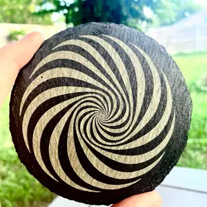 Sacred Geometry Spiral Coaster - Laser Engraved Slate Art