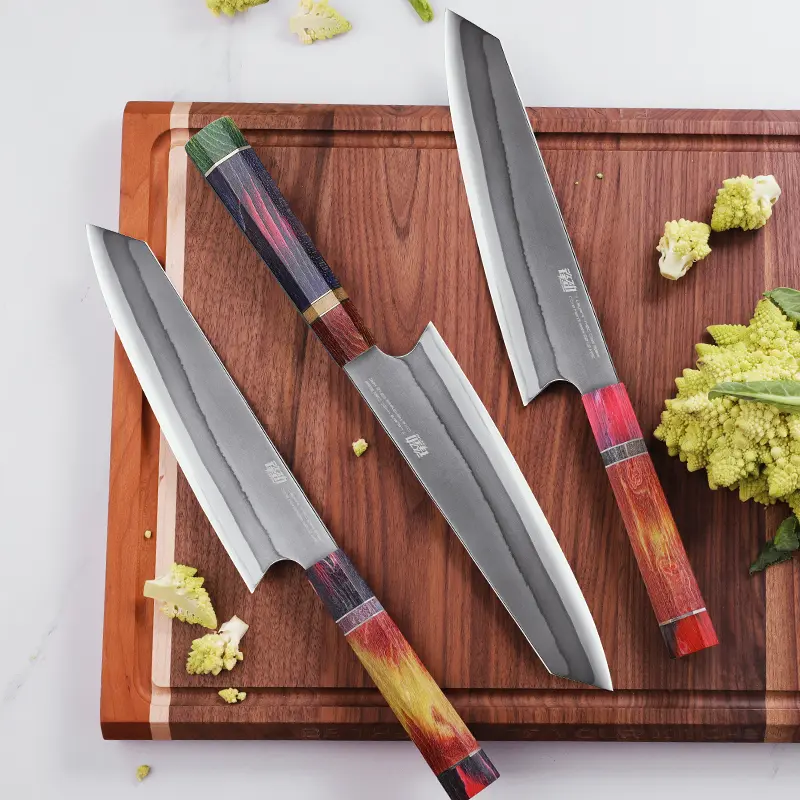 1pc 8 Inch Chef's Knife, 440C Steel Blade,  Wooden  Handle Knife ((Random Colour), Sashimi Sushi Knife, Chef Knife, Kitchen Cleaver Knife, Kiritsuke Knife, Professional Knife For Commercial And Household Use Utensils Cutting Kitchenware