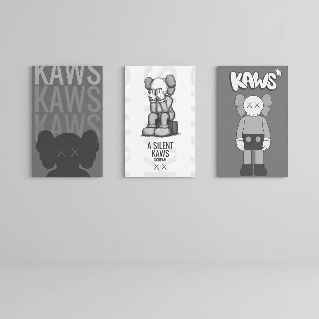 KAW, Set of 3 Posters – Minimalist Printable Wall Art, Hype beast KawFigures, Graffiti-Inspired  #573
