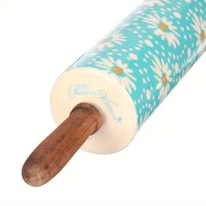 Flea Market Floral Decal Rolling Pin with Wood Handle
