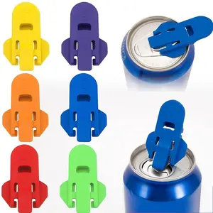 6 Pieces Manual Easy Lightweight Can Opener, 6 Pack Colorful Soda Beer Can Opener & Beverage Can Cover Protector, Premium Plastic Shields Can Openers for Pop, Coke, Beer, Soda, Drink Aluminum Beverage