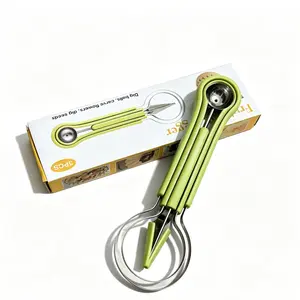 1pc Fruit Scooper & Carving Tool Kit, 3pcs Stainless Steel Melon Baller Set, Seed Remover & Cutter for Watermelon, Kiwi & Dragon Fruit, DIY Fruit Art Tools