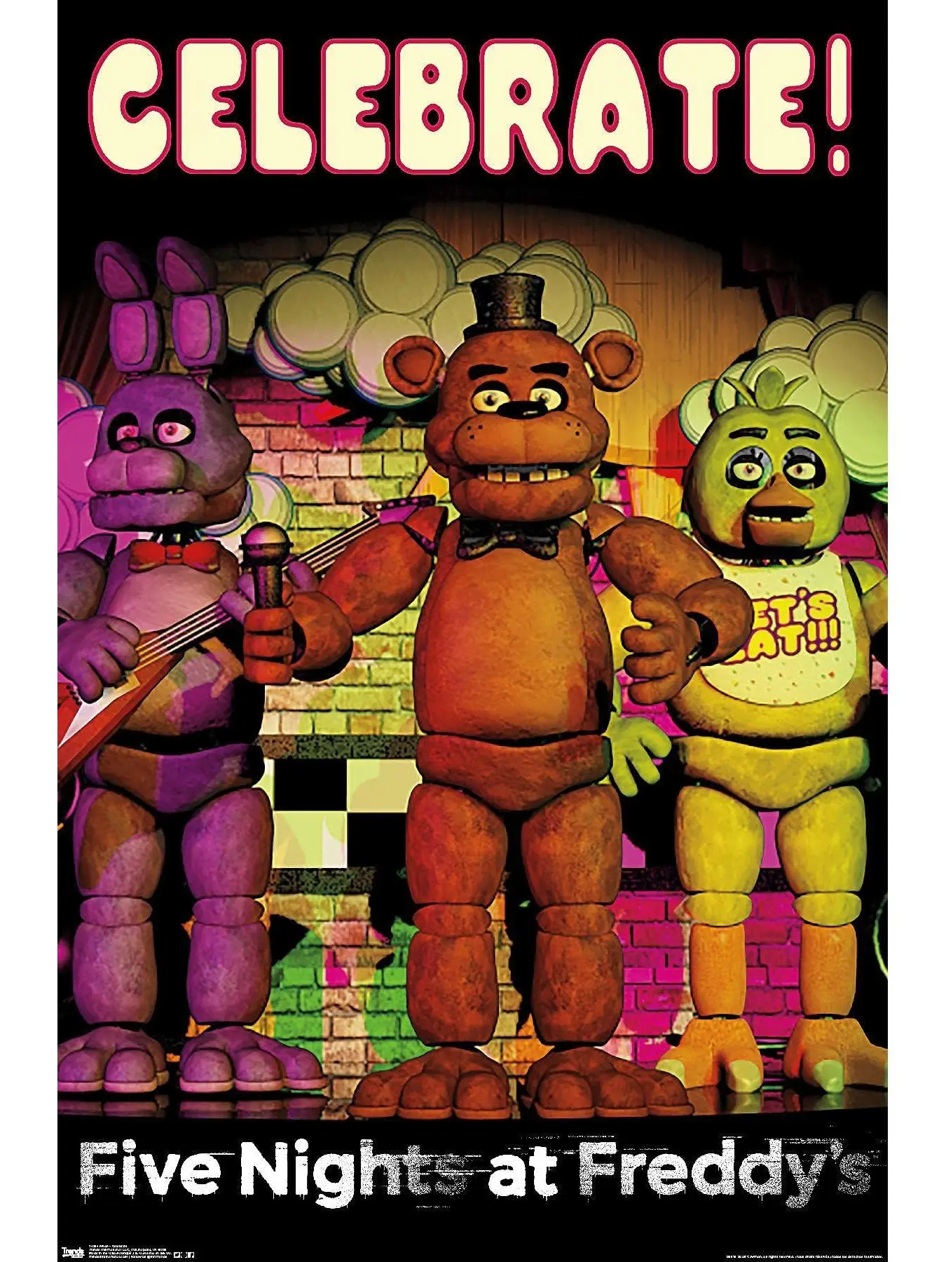 FNAF Celebrate Horror Game Fan Poster, Retro FNAF Lover Gift