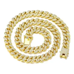 Cuban Link Chain for Men Women,Diamond Necklaces,Iced Out Chain,Hip Hop necklace,Thick Silvery Chain,Golden Chain Gift Giving Occasions