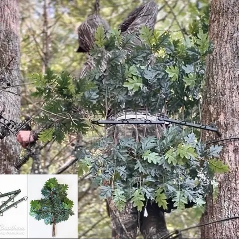 Tree Ninja- W/ Set Of (12) Green Oak Branches/ Or Use Real Branches- Tree Mounted Hunting Concealment/Blind-Versatile for Ground or Tree Stand Use