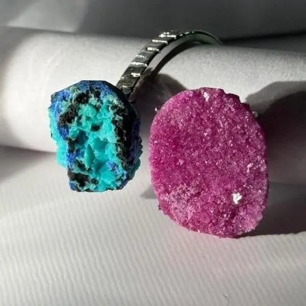 Wonder U Studio Tray4【210-218】Handcrafted Unisex Mineral Crystal Magic Combo Ring, Earthborn Healing Soul Jewelry for Positivity Energy