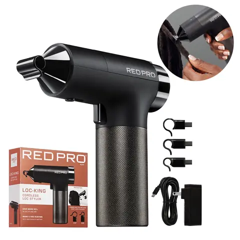 Red PRO LOC-KING Cordless Auto Loc Styler - Internationally PATENTED, World’s First & Fastest