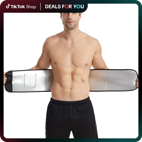 IYDoaMea 1PC Men's Adjustable Waist Trainer - Compression Design, Plus Size, Easy-Clean Sweatband, Lumbar Support, No Movement Will Slide Easily, Phone Pocket, Portable Sauna Belt for Home Gym, Sports Sleeves & Support