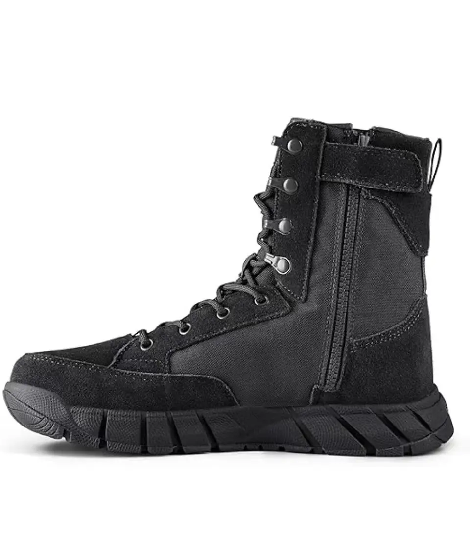 FREE SOLDIER Men's Suede Leather 8 In Desert Boots, Lightweight Side-Zip Walking Hiking Shoes for Outdoor Trekking & Work, Outdoor Walking Shoes, Trekking Camping Shoes