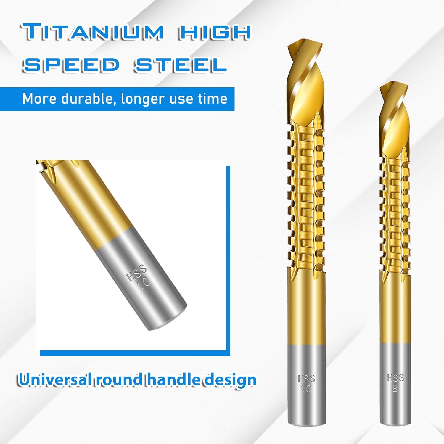 8 Pack Titanium Coated HSS Twist Drill Bits, 3-10mm Serrated Side Cutting Drill Bit, Hex Shank Serrated Cutting Drill Bits, Drill Bit Woodworking Tools, Hole Holesaw Tool for Plastic Metal Wood Hole