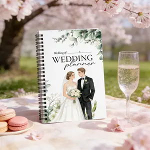 A Wedding Planning Notebook in A4 Size Featuring a Floral Design, Designed As a Spiral-Bound Checklist And Timeline Organizer for Brides, Grooms, Bridesmaids, And Groomsmen. This Makes a Perfect Gift for Friends, Family, Couples
