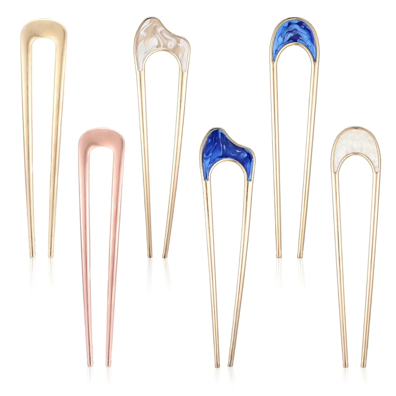 6 Pcs Metal U Pins for Hair Bun, U Shaped Hair Pins French Twist Hair Pin for Thick Thin Hair Styles Accessories