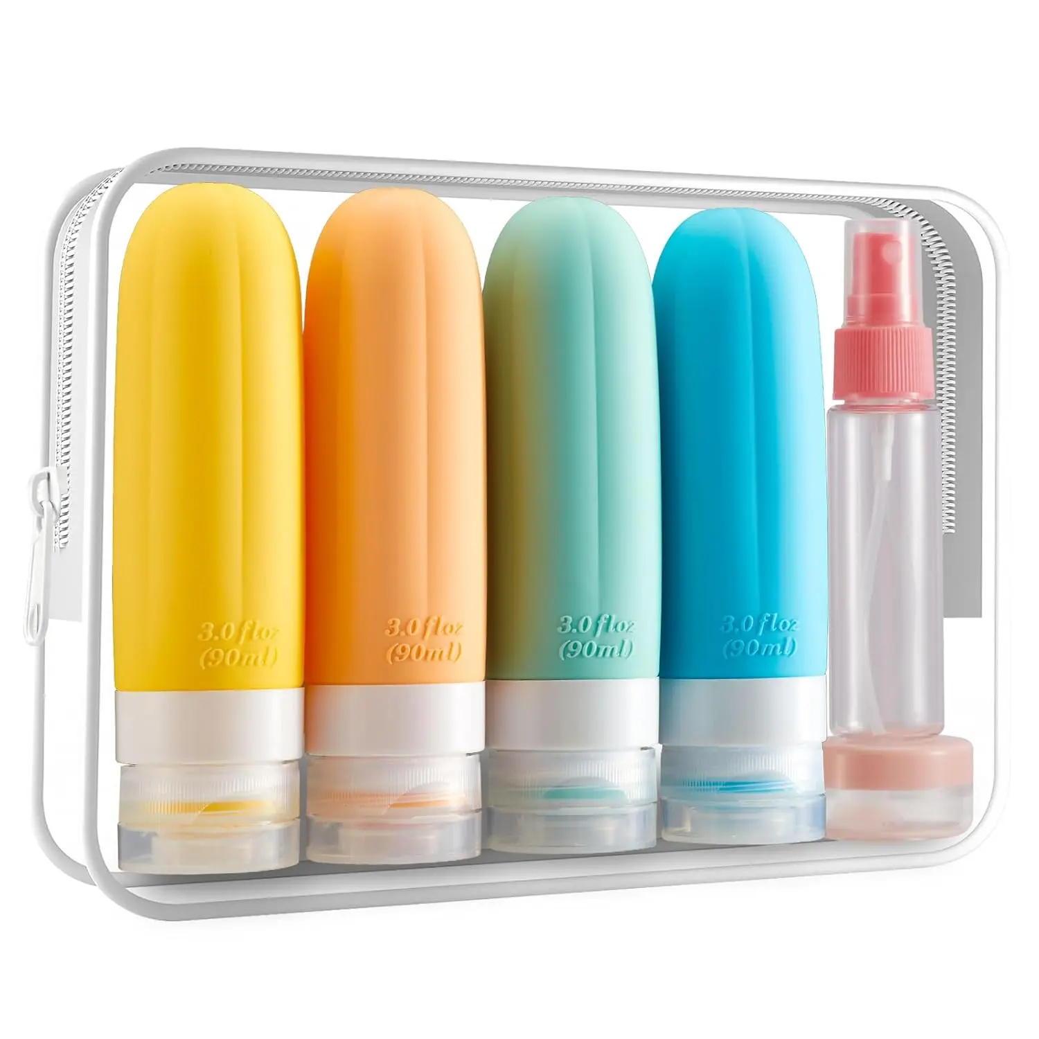 [New Deal] 16-Pack Rectangular Travel Toiletry Bottles, 3Oz TSA-Approved Leakproof Water-Proof Compact Fit Containers, Silicone-Plastic Refillable Cosmetic Essentials for Shampoo, Conditioner, Lotion