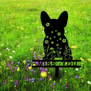 French Bulldog Design Garden Decoration, Pet Grave Marker with Stake, Heartfelt Tribute for Pet Loss and Cherished Yard Decor