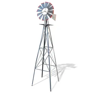8FT Ornamental Windmill Backyard Garden Decoration Weather Vane, Heavy Duty Metal Wind Mill w/ 4 Legs Design (Grey, 8, Feet, 21.6, Inches, 8.00, Feet, 25.98, Inches, 25.98, Inches)